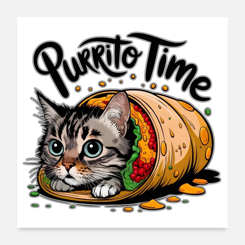 Chat Purrito Poster 60 x 60 cm