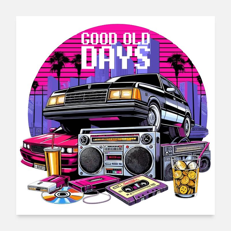 Good Old Times Cassette 90s Retro Gift Poster 24" x 24" (60x60 cm)