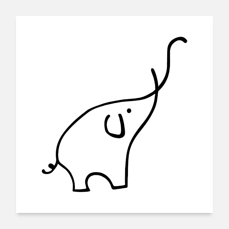 Éléphant Poster 60 x 60 cm