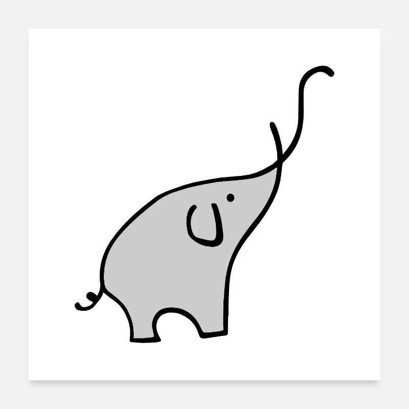 Elephan - Poster 24" x 24" (60x60 cm) - white