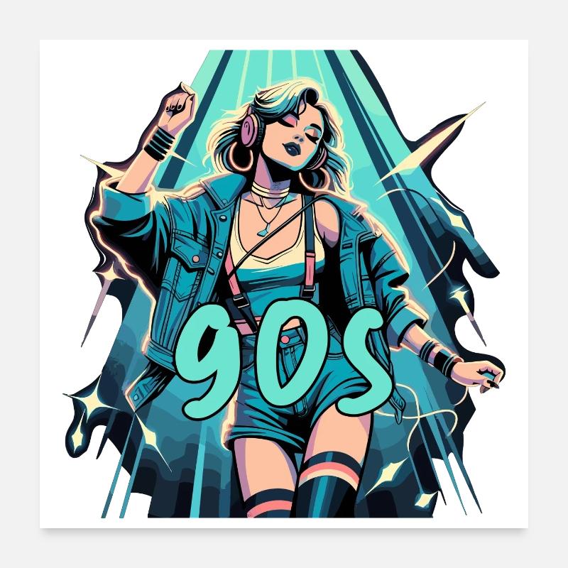 Woman Dancing 90s Retro Disco Disco Gift Poster 24" x 24" (60x60 cm)