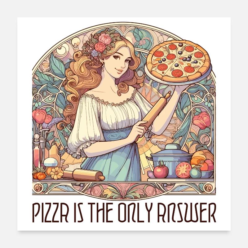 Pizza Is The Only Answer Funny Gift Poster 24" x 24" (60x60 cm)