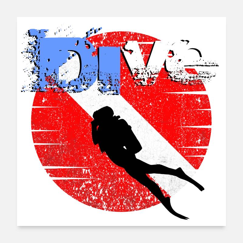 American Diver Down Flagge Poster 60x60 cm