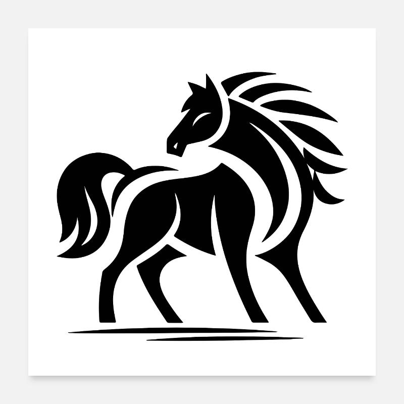 Pferde Tribal - Poster 60x60 cm - Weiß