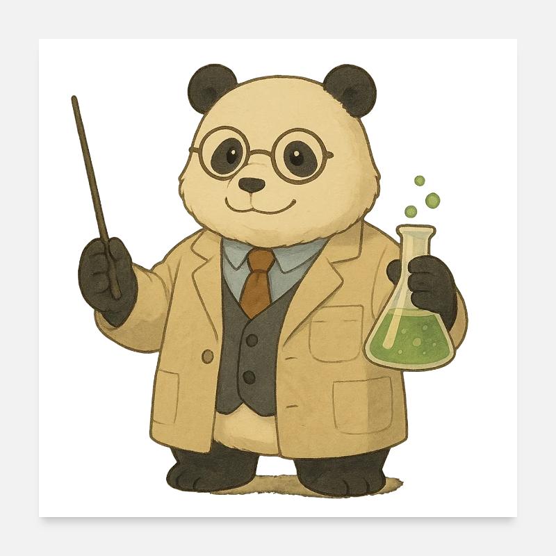 Panda Bear Professeur de chimie Poster 60 x 60 cm