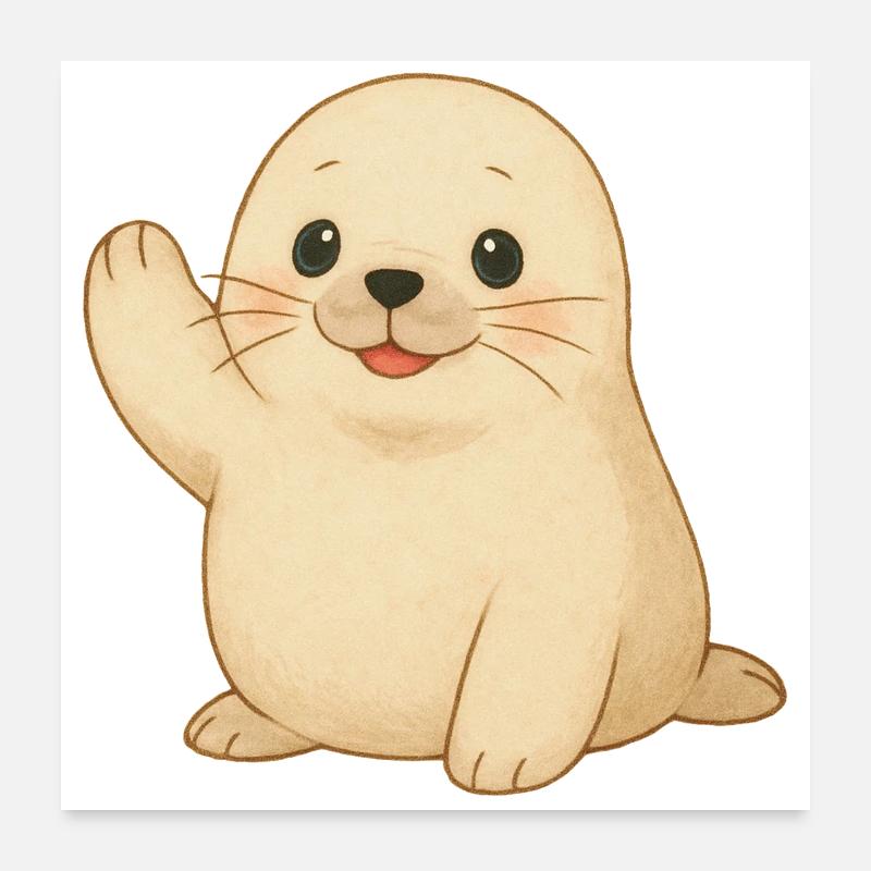 Small waving seal Poster 24" x 24" (60x60 cm)