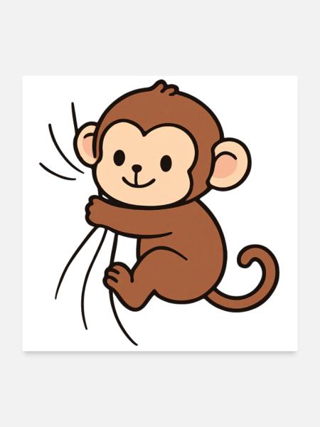 Cher petit singe - Poster 60 x 60 cm - blanc - Devant