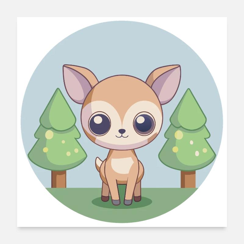 Petit faon adorable dans la forêt Poster 60 x 60 cm
