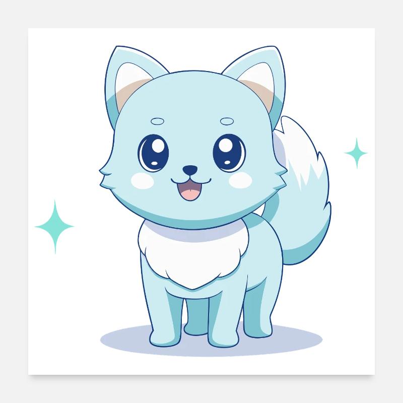 Adorable chien spitz bleu au regard joyeux - Poster 60 x 60 cm - blanc