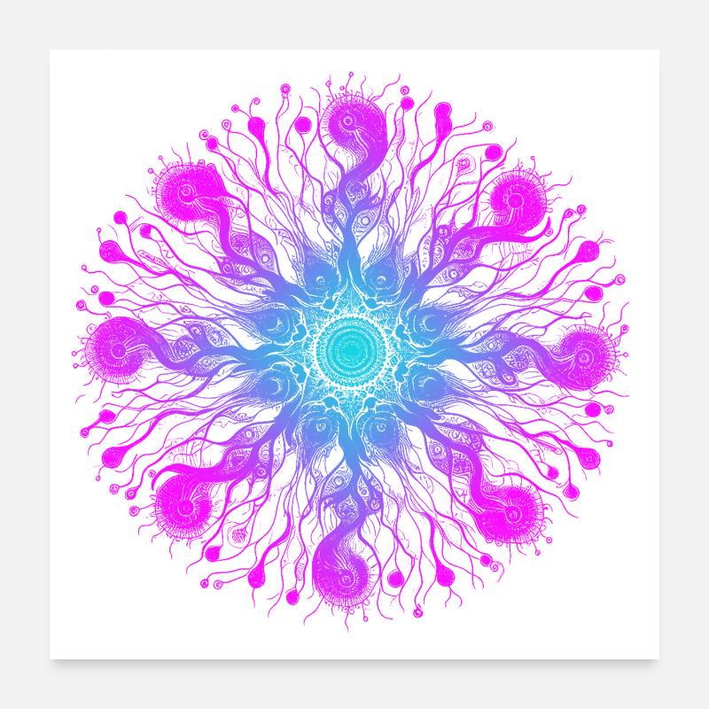 Psyche Mandala - Poster 60x60 cm - Weiß