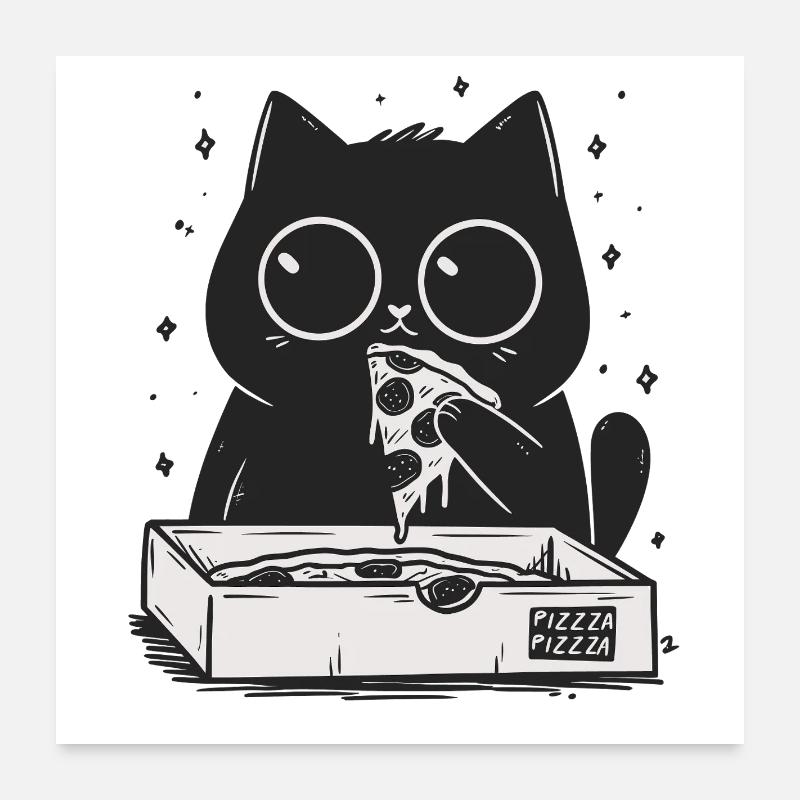 Pizza kitty Poster 60x60 cm