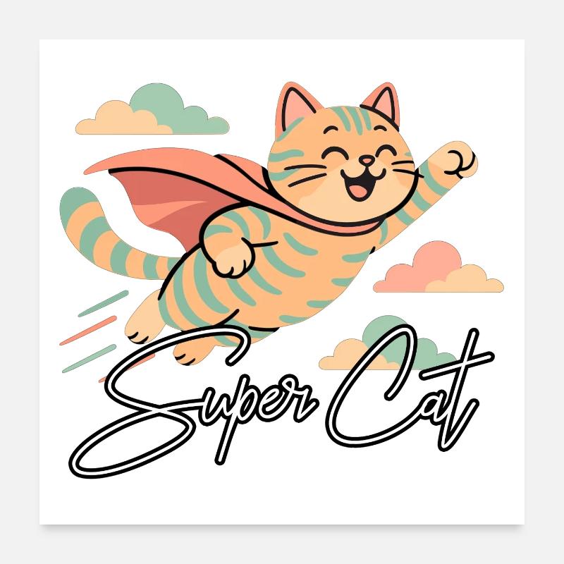 Super Katze Britisch Kurzhaar getigert Geschenk Poster 60x60 cm