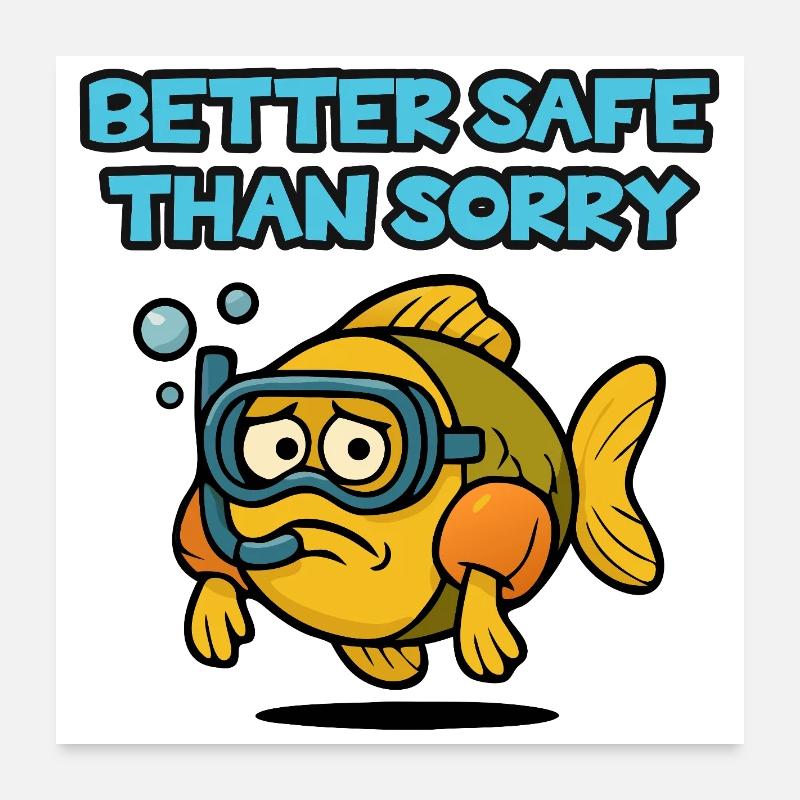Safe diving fish Poster 24" x 24" (60x60 cm)