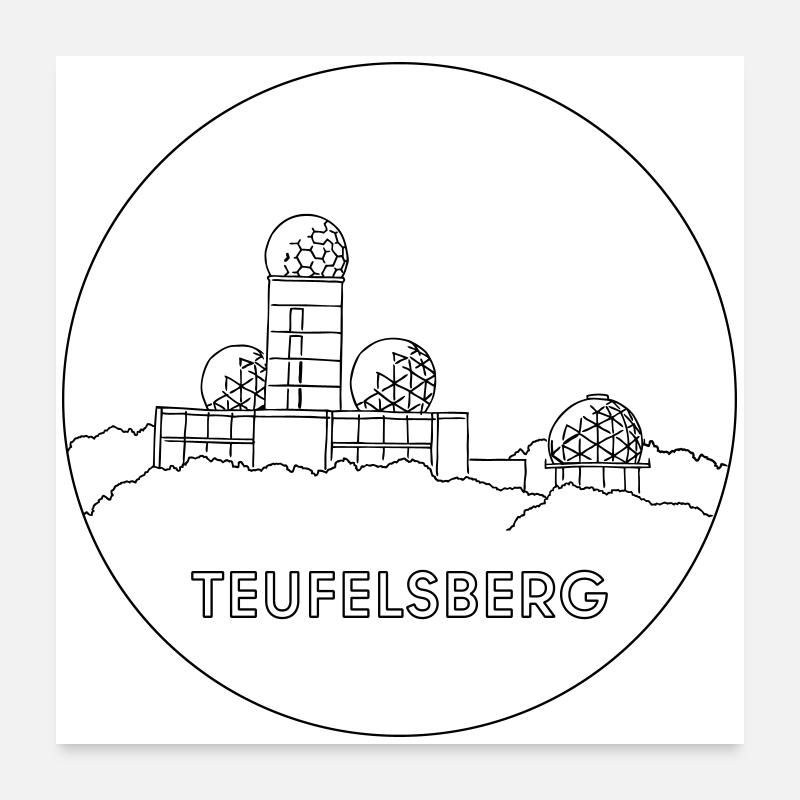 Teufelsberg Berlin - Poster 60x60 cm - Weiß