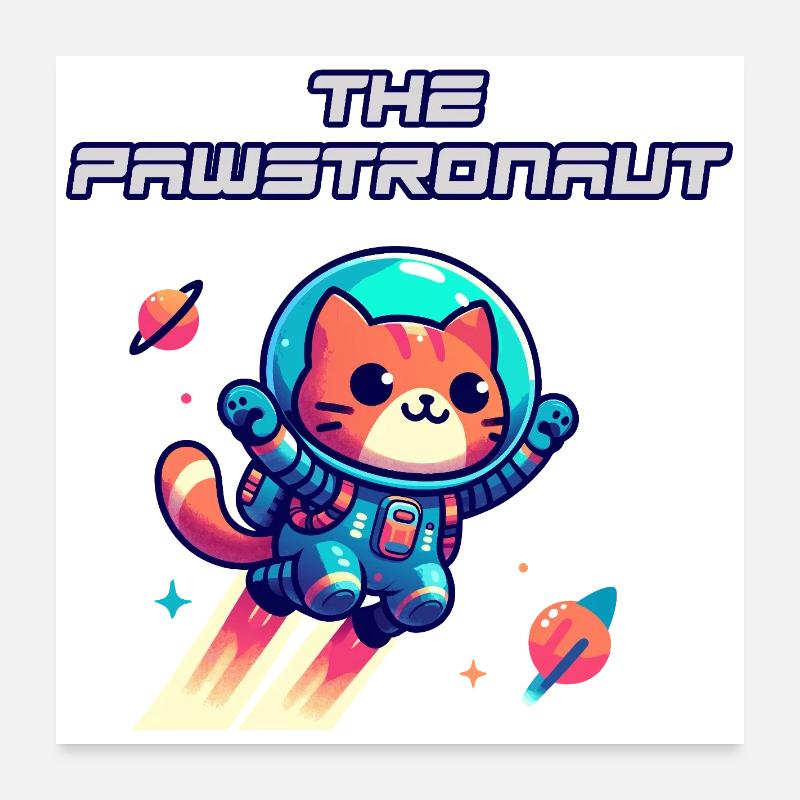 Astronaut Cat in Space Poster 24" x 24" (60x60 cm)