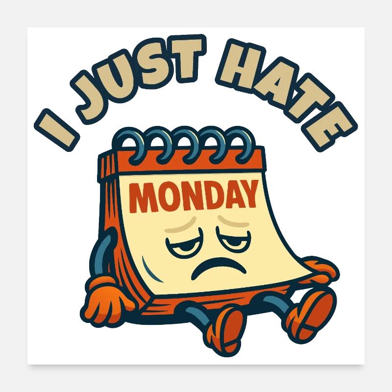 Ich hasse Monday-Cartoon einfach Poster 60x60 cm