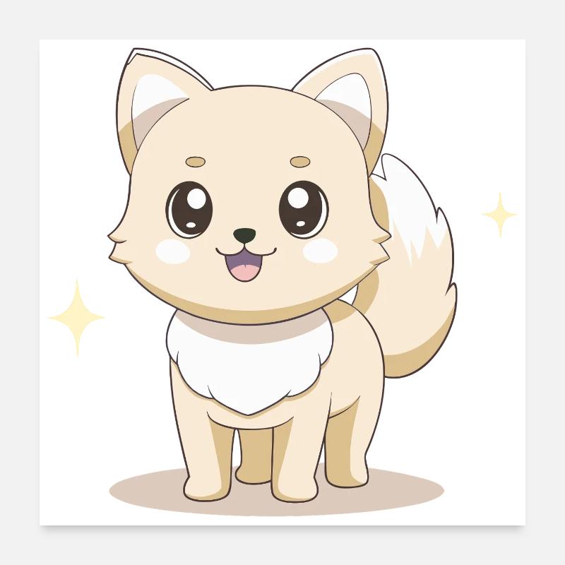 Adorable chien spitz beige au regard joyeux Poster 60 x 60 cm