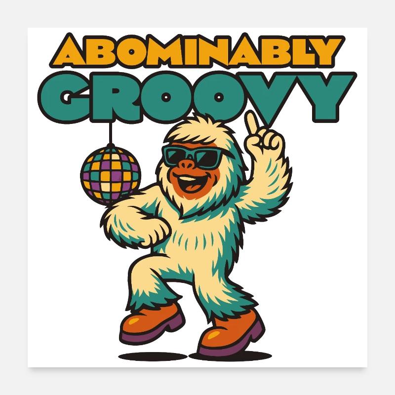 Groovy Disco Yeti - Poster 24" x 24" (60x60 cm) - white