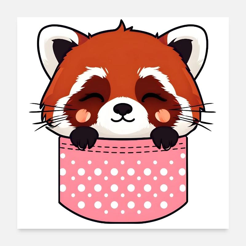 Panda roux kawaii Poster 60 x 60 cm