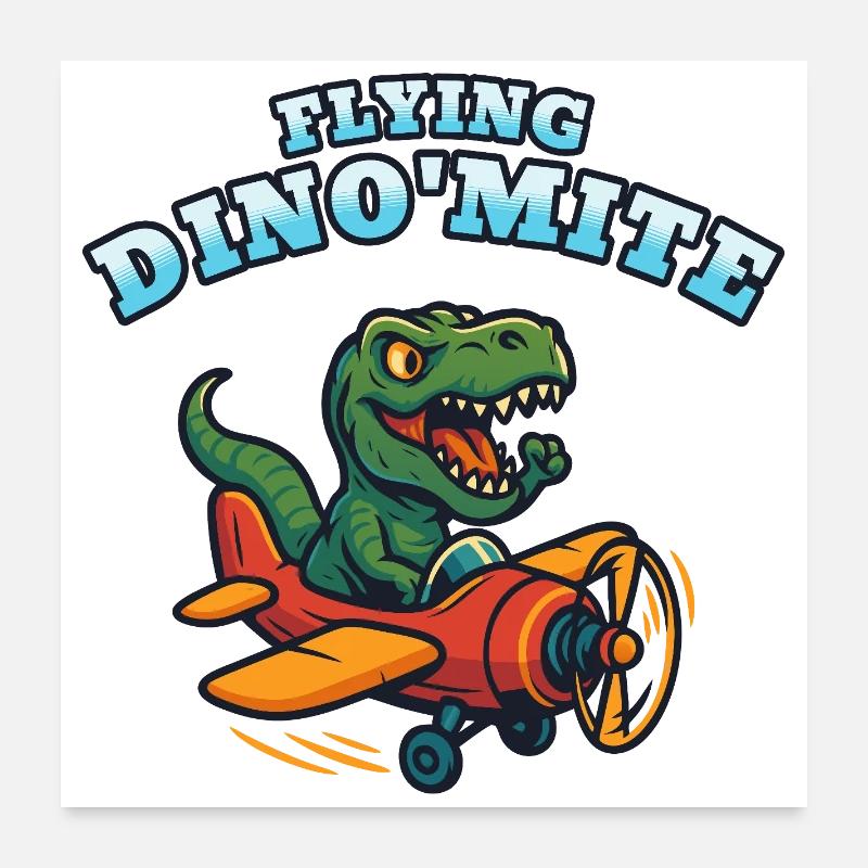 Flying Dino'Mite Plane Poster 24" x 24" (60x60 cm)