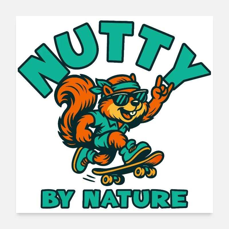 Nutty by Nature Eichhörnchen-Schlittschuh Poster 60x60 cm