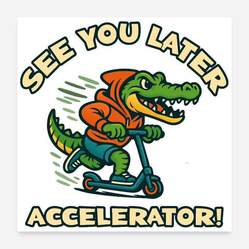 Crocodile en scooter Poster 60 x 60 cm