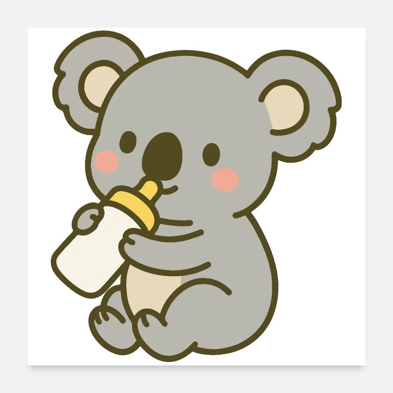 Koala câlin avec biberon Poster 60 x 60 cm