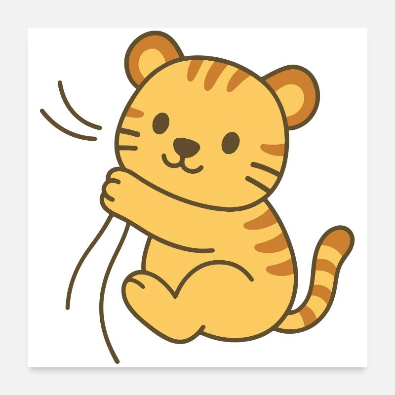 Snuggle Tiger Cub - Cuddly Tiger Baby Poster 24" x 24" (60x60 cm)