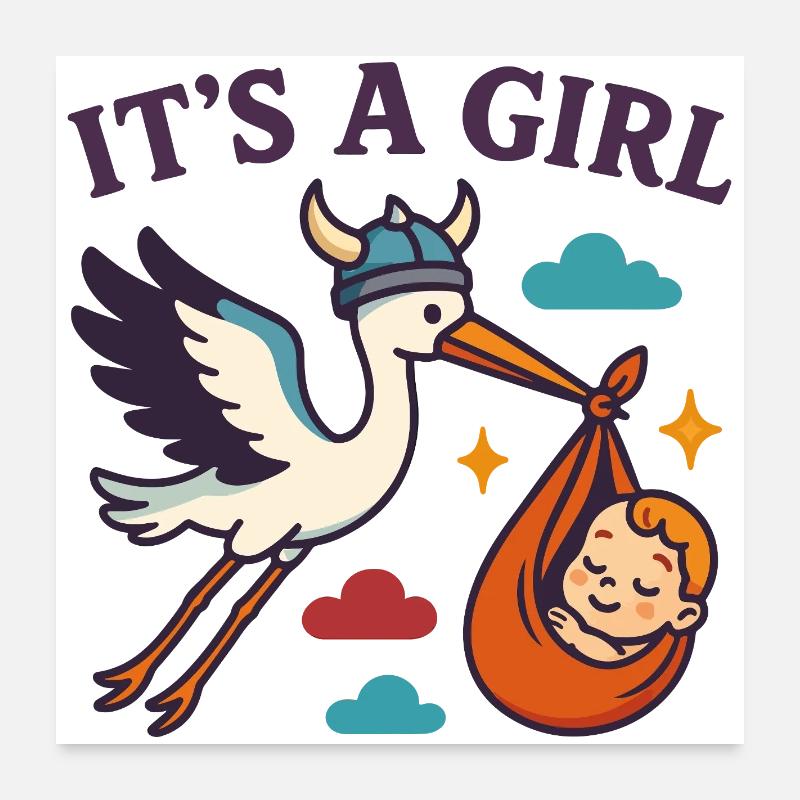 Arrivée de la fille viking Poster 60 x 60 cm