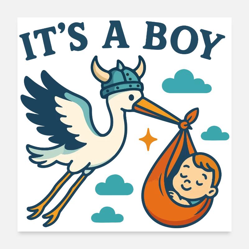 Viking Boy Arrival Poster 60x60 cm