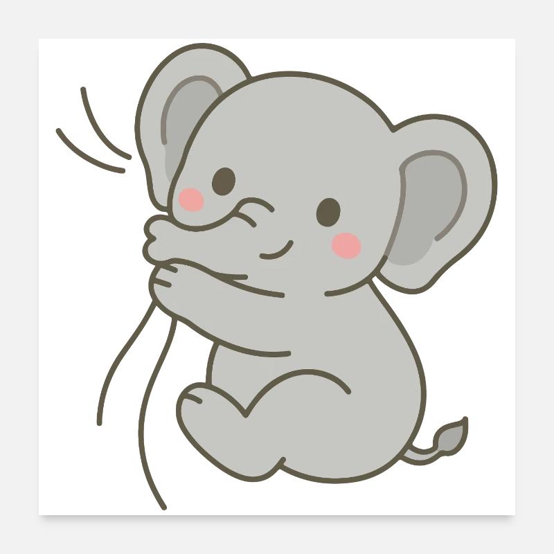 Snuggled elephant calf Poster 24" x 24" (60x60 cm)