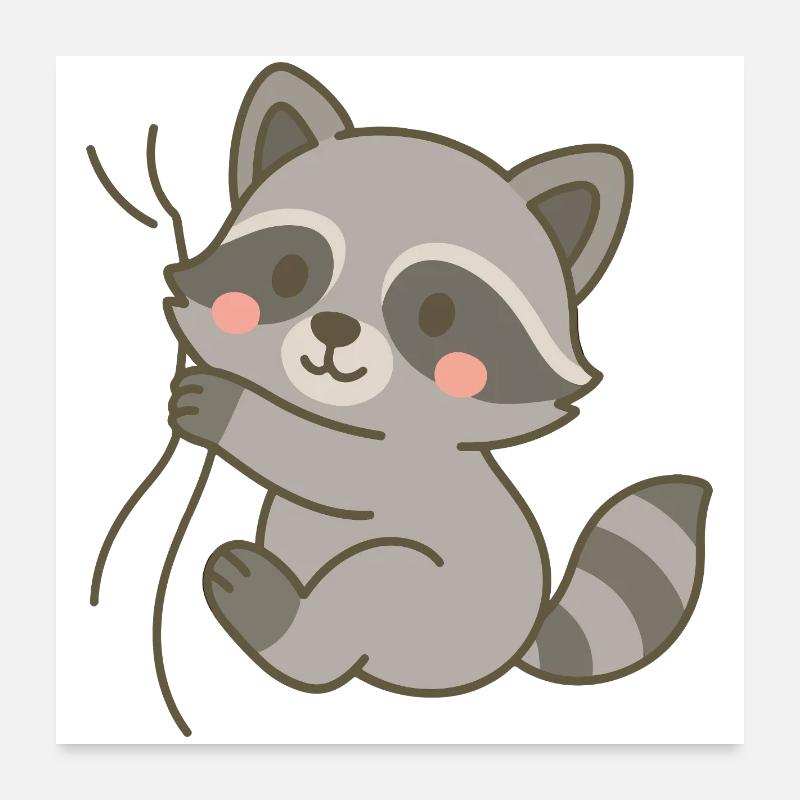 Eingekuschelt Waschbär Poster 60x60 cm