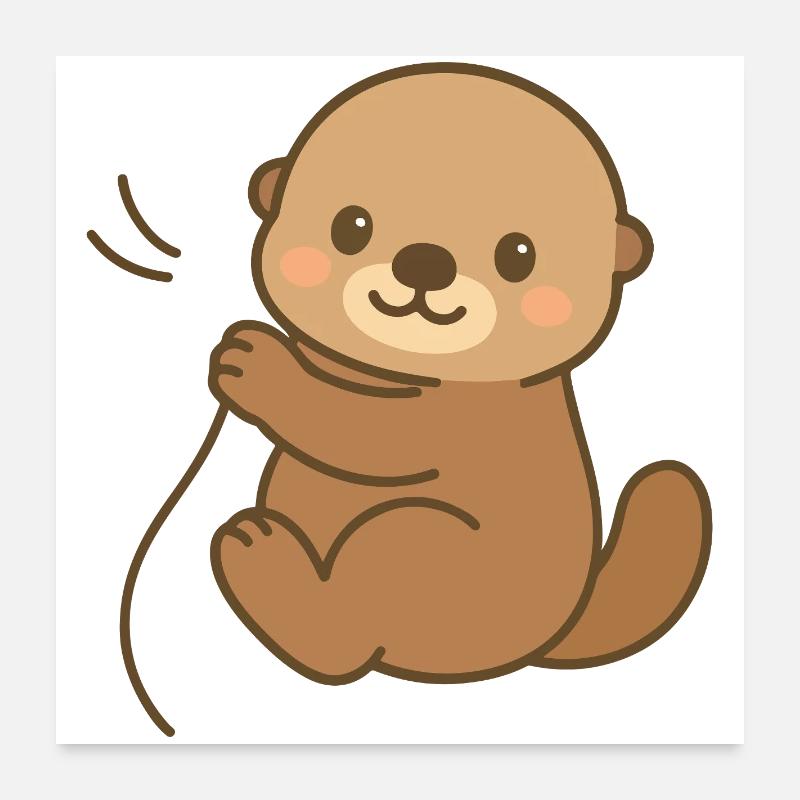 Eingekuschelt Seeotter Poster 60x60 cm
