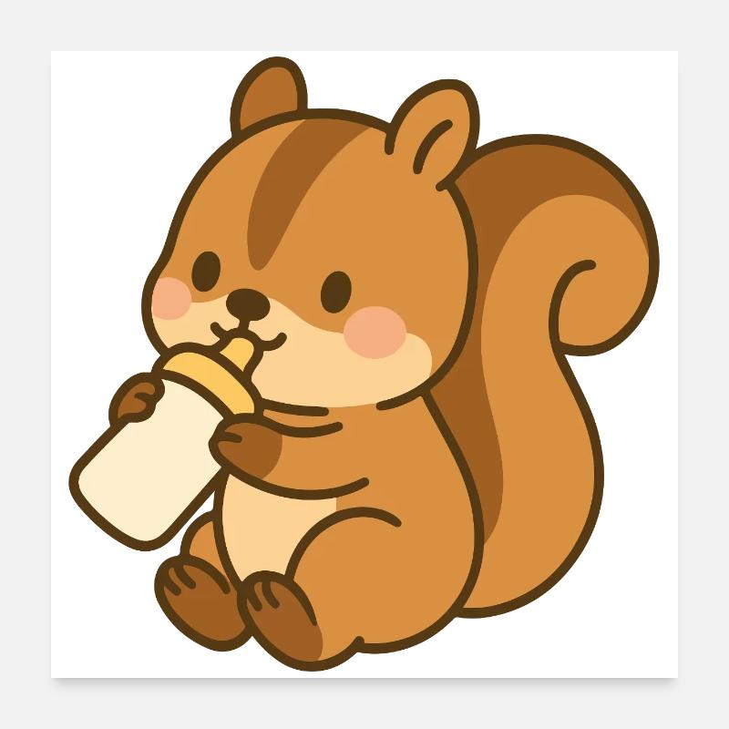 Fläschchen-Flauschehörnchen Poster 60x60 cm