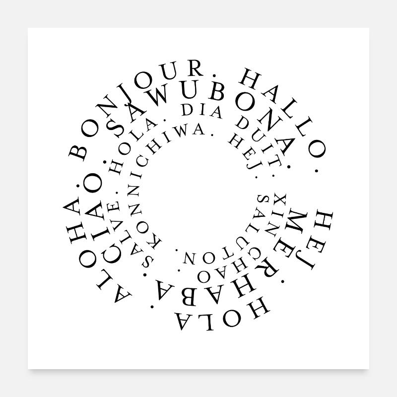 Welcome Hello in different languages Poster 24" x 24" (60x60 cm)