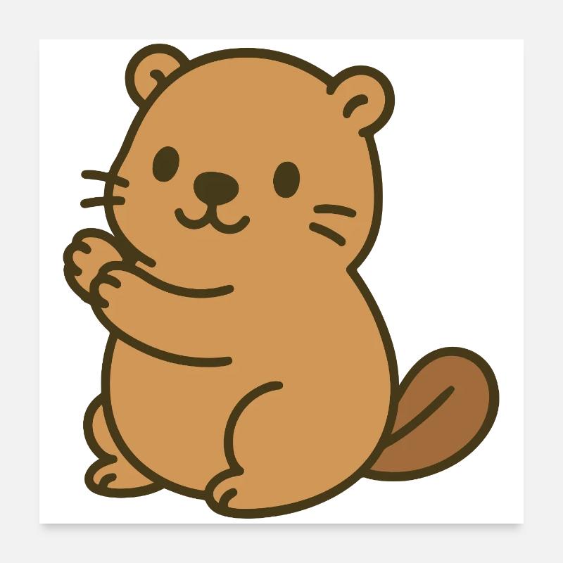 Mignon bébé castor Poster 60 x 60 cm