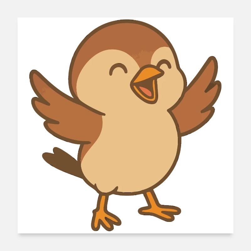 Petit moineau chanceux Poster 60 x 60 cm