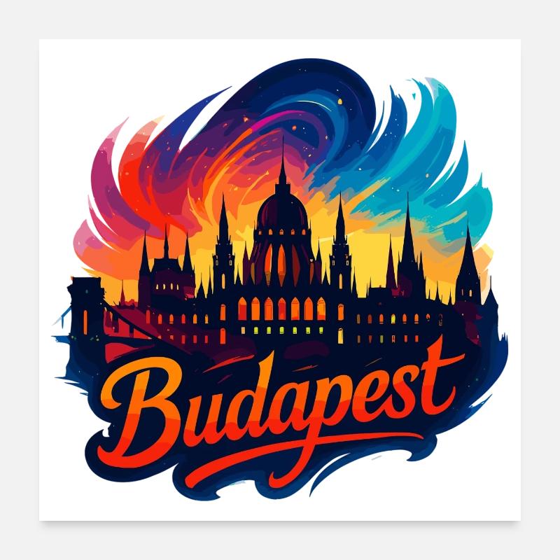 Budapest Capitale Hongrie Silhouette Cadeau Poster 60 x 60 cm