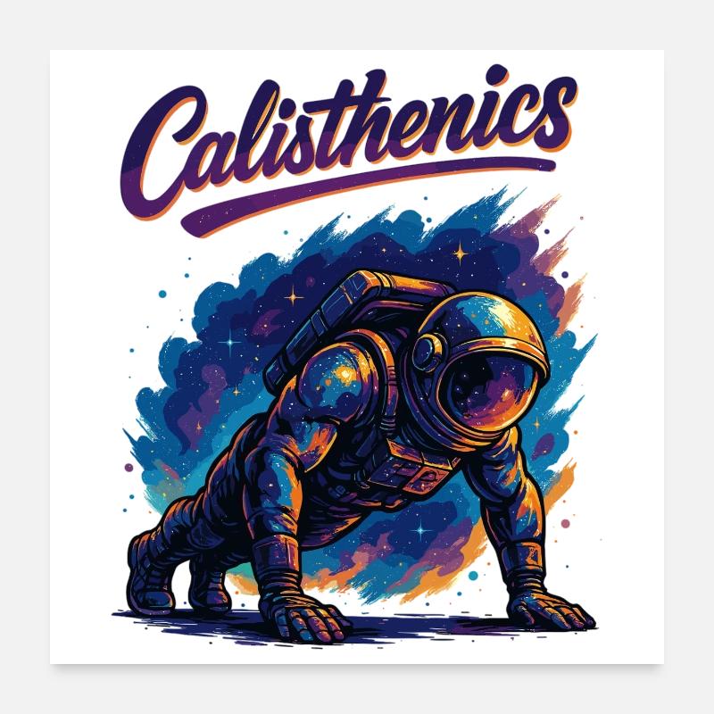 Calisthenics Astronaut Push-ups Gift Poster 24" x 24" (60x60 cm)