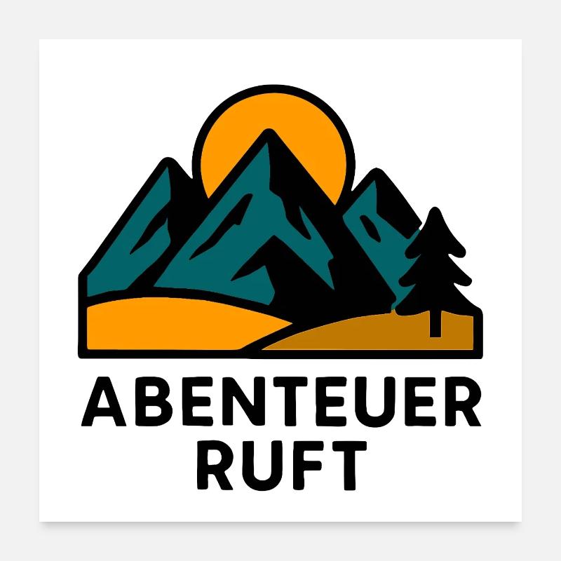 Mountain motif with sunrise Poster 24" x 24" (60x60 cm)