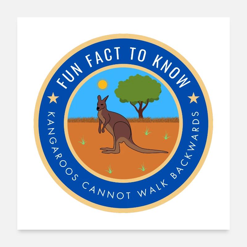 Kangaroos cannot walk backwards Poster 24" x 24" (60x60 cm)
