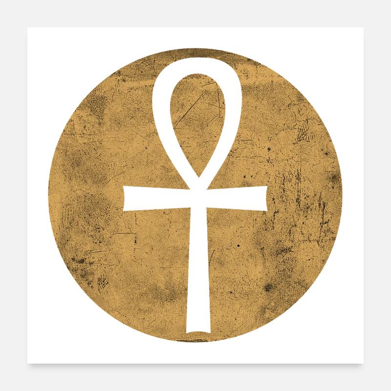 Croix égyptienne Ankh dans cercle doré Poster 60 x 60 cm