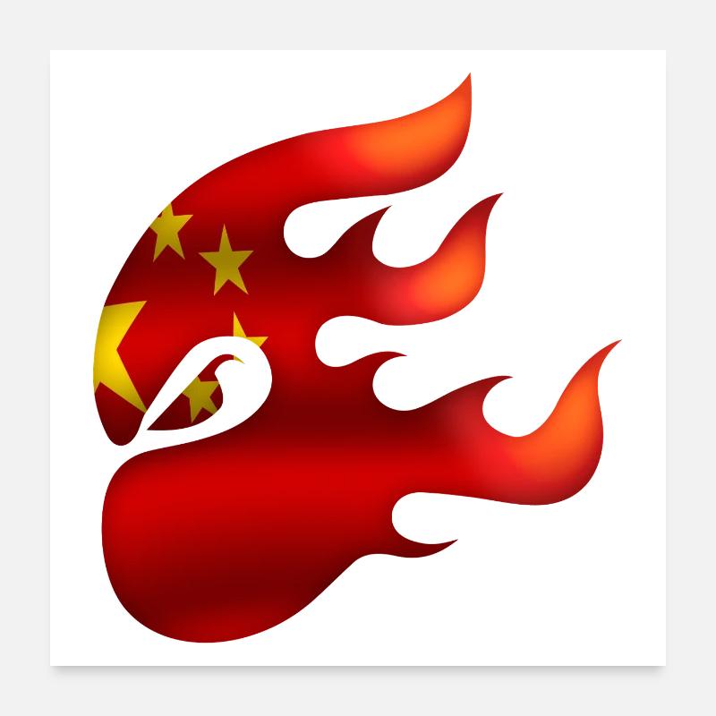 Drapeau de la Chine - Chine - Ninja Poster 60 x 60 cm