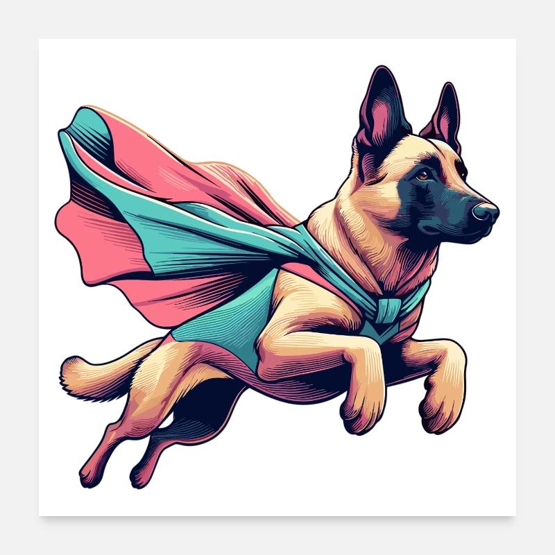 Super Hund Belgischer Schäferhund Cape Geschenk - Poster 60x60 cm - Weiß