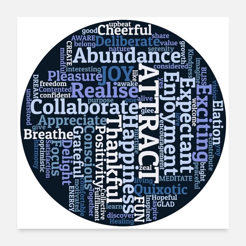 Nuage de mots inspirant sur la pleine conscience Poster 60 x 60 cm