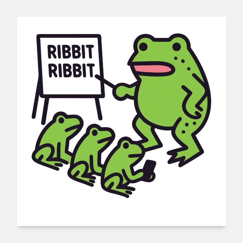 Froschunterricht mit Ribbit-Phrase Poster 60x60 cm