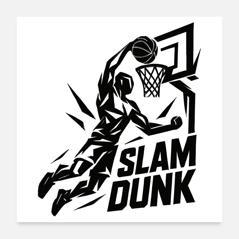 Basketball Slam Dunk Throw Player Dunking Gift Poster 24" x 24" (60x60 cm)