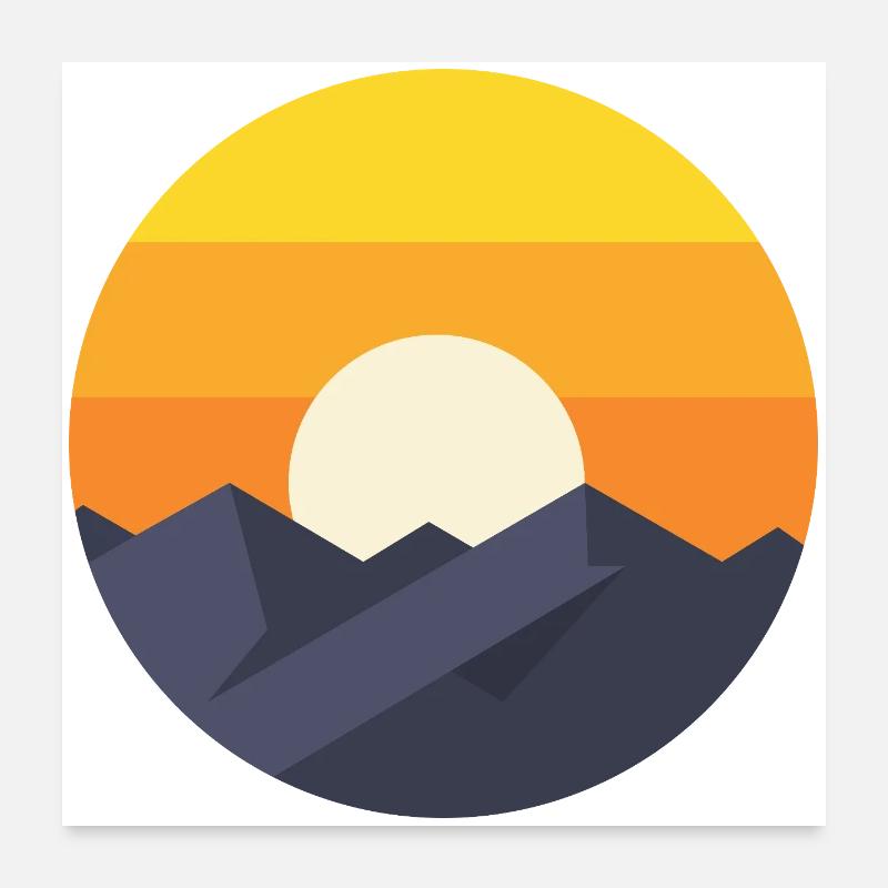 Sunset Mountain Abstrakt Poster 60x60 cm