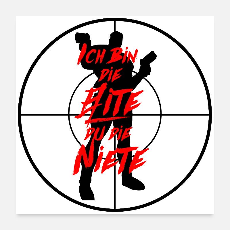 Gamer Elite du Niete Spruch Poster 60 x 60 cm