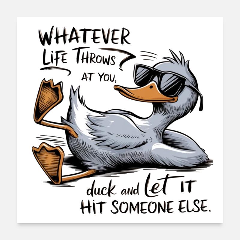 Freche Gans mit Brille und Text Poster 60x60 cm